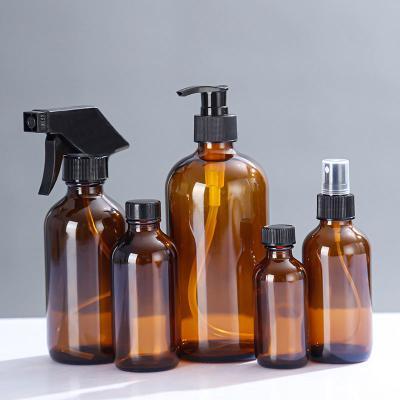 China Personal Care Wholesale Boston PET Amber Green Hot Selling Shower Gel Conditioner Plastic Shampoo Bottle with Lotion Pump for sale