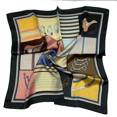 China Popular Wholesale High Quality Custom Made Square Printing Satin 100% Silk Scarf for sale