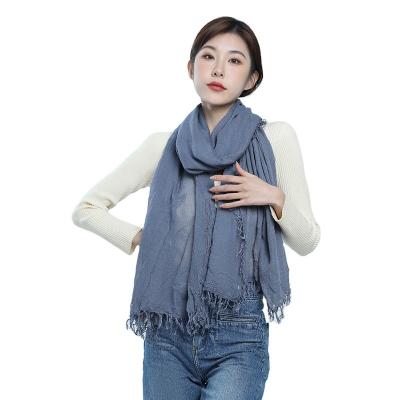 China Autumn and winter new modal soft pleated solid color dyed lady's leisure scarf shawls for sale