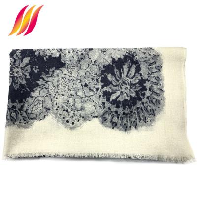 China Wool Amazon Bestseller Stock Multi Color Custom Long Wool Floral Scarf for sale