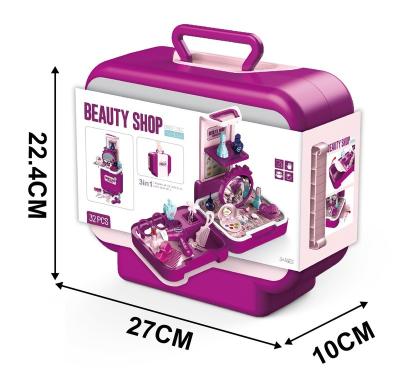 China Make Up Toy 3 IN 1 Plastic Children's Beauty Make Up Play Set Bag Packing Pretend Play Toys for sale