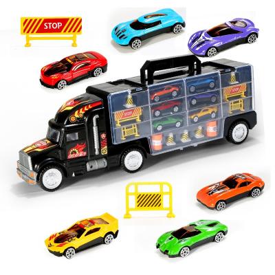 China Diecast Toy Truck Transport Car Carrier - Toy Truck Includes 6 Toy Cars and accessories play for sale