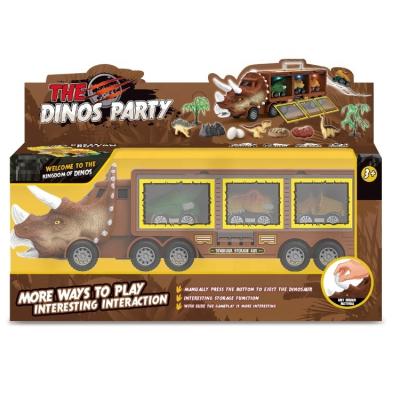 China Friction Toy Inertia Dinosaur Truck With Catapult Launcher Pull Back Dinosaur Vehicle Toy for sale