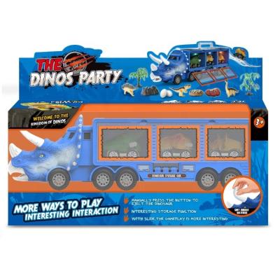 China Friction Toy Inertia Dinosaur Truck With Pull Back Dinosaur Car Catapult Launcher Vehicle Toy for sale