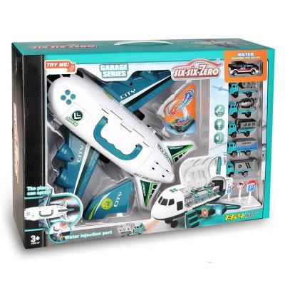 China Children Playing Garage Plastic Sliding Flat Slot Toys Electric Mini Alloy Color Changing Jet Car Protable Jet Plane Toy Fog Children for sale