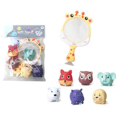 China Good Quality Baby Bath Toys, Water Play Animal Set, Kids Fun Shower Toys with 6 Spray Animals and 1 Scoop Net HH331183 for sale