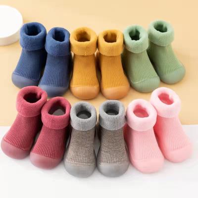 China Anti Slip Cartoon Character Socks Baby Shoe Winter Rubber Soles Antibacterial Baby Socks for sale