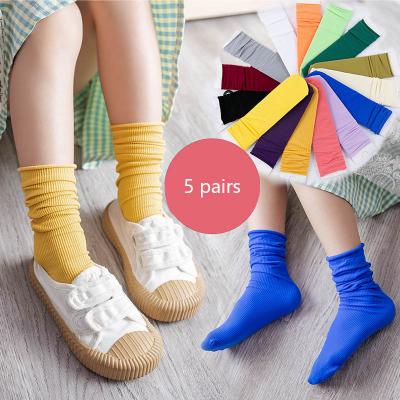 China Antibacterial Custom Colorful Plain Dress Cotton Knit Crew Little Girls Kids Slouch Socks for sale