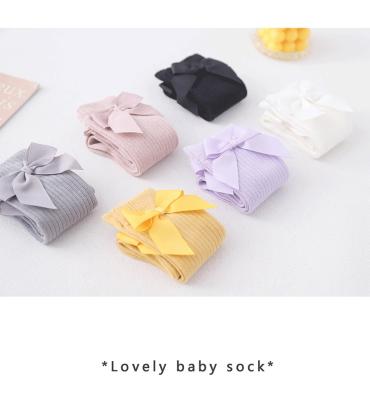 China Wholesale Antibacterial Colorful Organic Cotton Knee High Socks Baby Bow Baby Socks Gift Set for sale