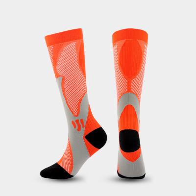 China Breathable Custom Logo Fashion Colorful Design Knee High Running Socks High Compression for sale