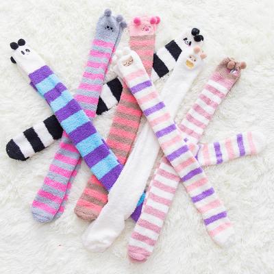 China Antibacterial High Quality Plush Thermal Thigh High Socks Winter Women Thick Fluffy Long Socks For Women for sale