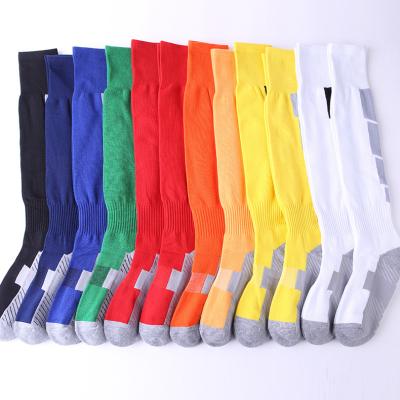 China Breathable Custom Logo Adult Non Slip Sports Grip Red Cotton Football Soccer Socks for sale