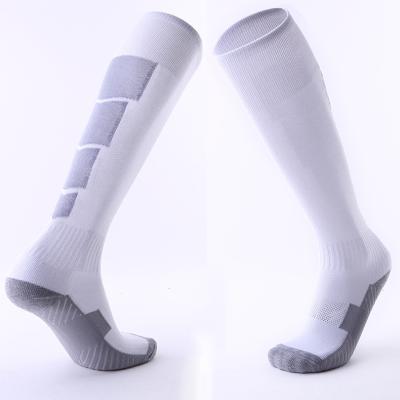 China Breathable Custom Solid Color Logo Men's White Soccer Socks Breathable Knee Highs Long Tops Sport for sale