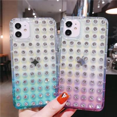 China OEM ODM Glitter Cell Phone Bag Fashion Color Change DIY Protector Cover Bling Stone Case For 12pro Max Soft Gradient Colors Protective Case for sale