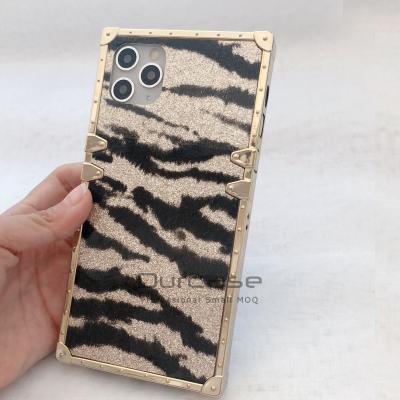 China Fashionable Metal Protective TPU+Metal Square Corner Electroplate Tiger Mirror TPU Skin Case For iPhone 11 Pro X Xr Max Cell Phone Case for sale