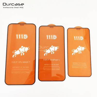 China High quality 111D tempered glass mobile phone film for iphone 12mini5.4 pro6.1 promax6.7 glass screen with package for sale