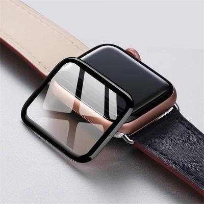 China Smart Watch 3D Curved Watch Screen Protector Cover For Apple Watch 44mm 40mm iwatch Full Tempered Glass Screen Protector Round Edge Glue for sale