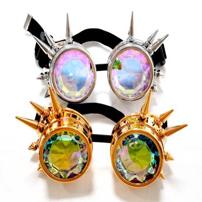 China PC Festivals Kaleidoscope Gloth Vintage Rainbow Prism Sunglasses Steampunk Eyewear Adjustable Bands for sale