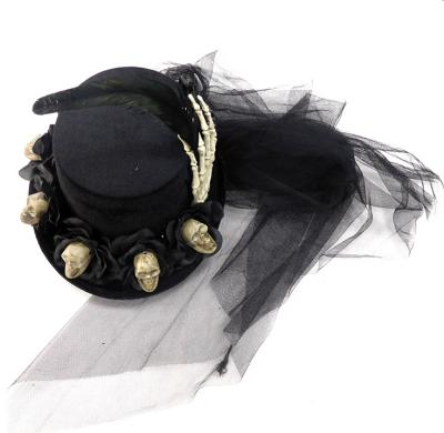 China Wholesale Custom Lady's Striped Halloween Skull Straw Hat Promotion Hard Party Hats striped for sale