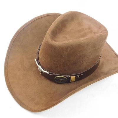 China Wholesale Plush Leather Cowboy Plush Cowboy Hats Suede With Band Miniature Cowboy Party Hats for sale