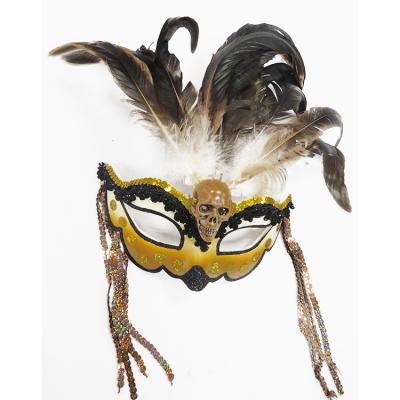 China Wholesale PVC Feather Face Mask Party Carnival Mask With Brown for sale