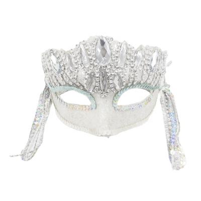 China Custom Party PVC Rhinestone Crystal Mask Ice Queen Carnival Flashing Mask for sale