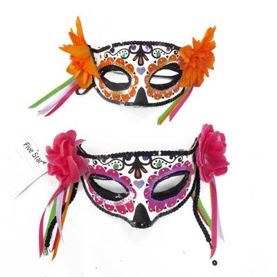 China PP PP Day of the Dead Half-Face Party Mask Pink Day of the Dead Decorations for sale