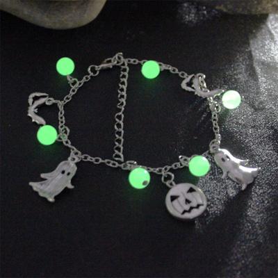 China Party Decoration Halloween Charm Pumpkin Ghost Luminous Alloy Dangle Bracelets And Earrings for sale