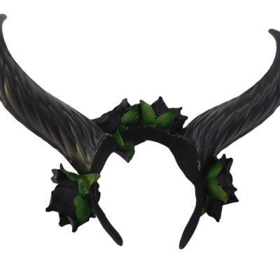 China Unique Stereo Prop Girl Halloween Devil Headband Party Decor Prop Prop Girl's Gothic Shofar Rose Headdress for sale