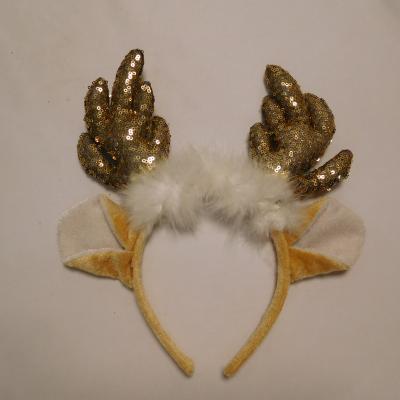 China PP Christmas Costume Sequin Headband Brown Antlers With Ears for sale