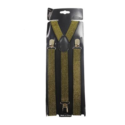 China Customized Daily Use 2.5CM Gold Occsion High Quality Glitter Suspenders Unisex Daily Suspenders for sale