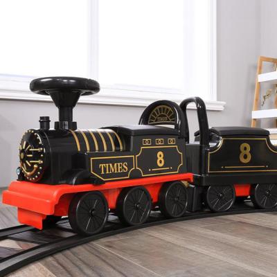 China Ride On Toy 2021 New Toys Ride On Car For Children With Cool Light Simulation Train Car Train Track Sound Version Retro for sale