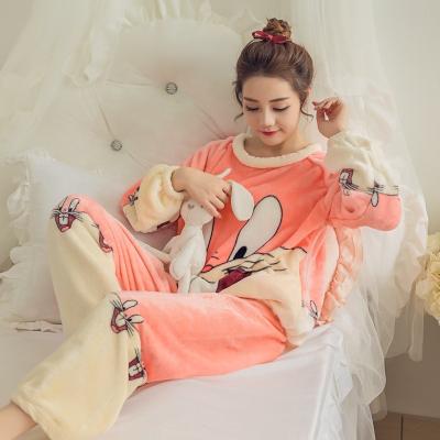 China Wholesale Christmas Thermal Pajamas Sets Warm Cute Animal Female Funny Bear Sleepwear Flannel Pajamas Winter Home Clothes Men for sale