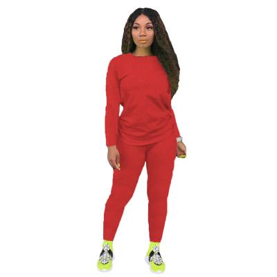 China Amazon QUICK DRY Women's Sets 2022 Solid Color New Plus Size Women's Clothing Sports Use Long Sleeve T-Shirt And Pants for sale