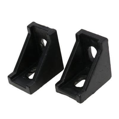 China Aluminum Alloy 20x20 30x30 40x40 2040 3040 Series L Shape Aluminum Extrude Corner Bracket Black for sale