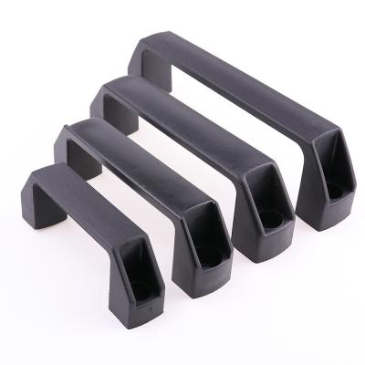 China Plastic Nylon Door T Slot U Shape Black European Bathroom Door And Cabinet Pull Handle For Aluminum Doors for sale