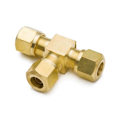 China CA360 Brass Compression Brass Union Fitting 3 Way Pipe Joint Tee Union Fitting for sale