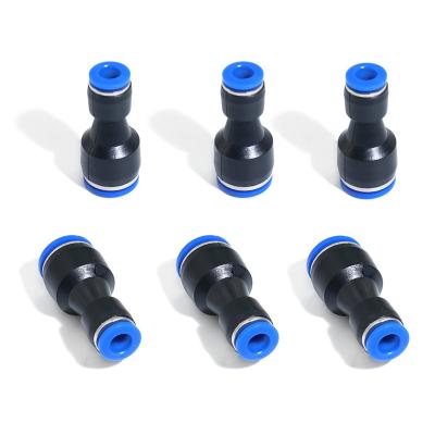 China PU/PA/PE/PVC 6mm-12mm Quick Connect Two Way Fitting Variable Diameter PU Plastic Pneumatic Union Air Duct Fitting for sale