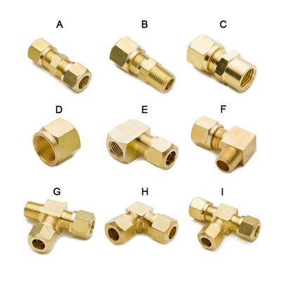 China Auto Part Racing Male Tee Connecting Tube To Pipe DOT Air Brake Brass Fittings For Copper Tube for sale