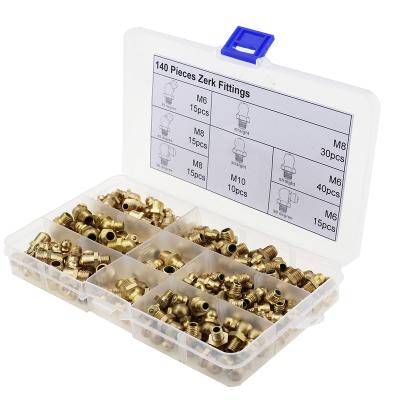 China 140pcs Hydraulic Brass Nipple Zerk Assortment Brass Fitting Kits for sale