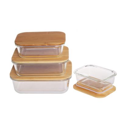 China High Set Freshness Preservation Wholesale Borosilicate Glass Jars Food Container For Candy Food Storage With Bamboo Lids for sale