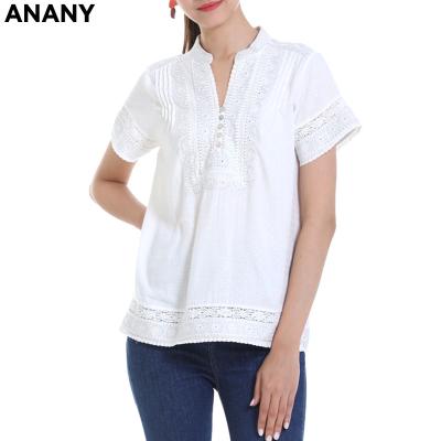 China 2021 new anti-pilling cotton and linen women's embroidered top clothing for sale