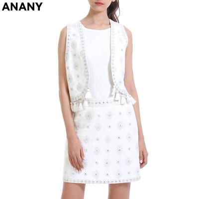 China Anany Anti-Static OEM Custom Women's Embroidered Elegant Office Mini Skirt Lady Skirts for sale