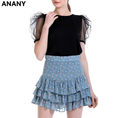 China Anany 2020 anti-static skirt design fashion layered shorts skirt tiered ruffle skirt casual women for sale