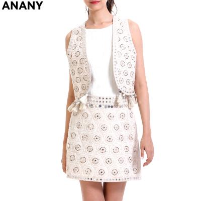 China Anti-wrinkle Anany 2020 Latest Fashion Elegant Woman Embroidery Formal Sleeveless Top Vest Women for sale