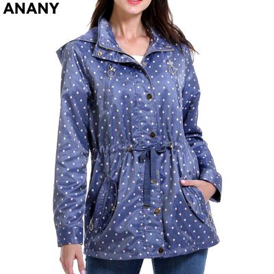 China Anany New Design QUICK DRY Women Fall Jackets Lightweight Dot Long Sleeve Zip Up Polka Dot Women Jackets Polyester Fabric for sale