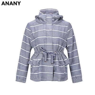 China Anany Breathable Fashion Turtle Neck Designs Ladies Overcoat To Chat Dyed Stripe Coats For Ladies for sale