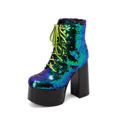 China Deodorization Fashion boots bead embroidered upper plush inner lacing design sole anti - slip for sale