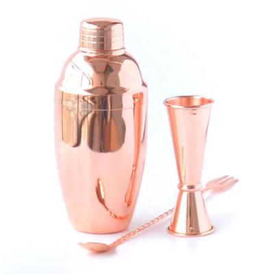 China Professional Golden Stainless Steel Plating Martini Cocktail Shaker Set With Jigger for sale