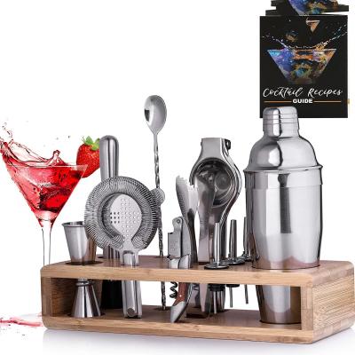 China Amazon Sustainable Success 13 Pieces Cocktail Shaker Sets Bar Tools Set Factory Direct 750ml Coated Cocktail Shaker Set With Rack for sale